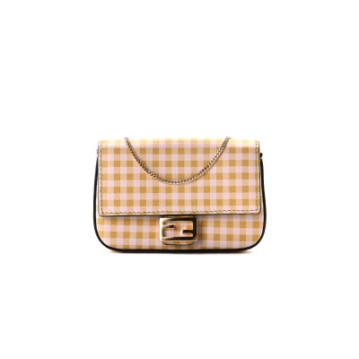 ENDI VITELLO CENTURY GINGHAM NANO BAGUETTE CHARM ROSEWOOD MUSTARD (11*7*2cm) 